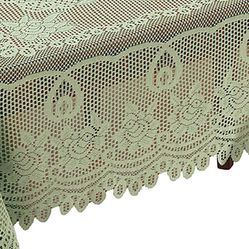 WUBODTI Christmas Green Lace Rectangle Tablecloths for Holiday Festival Party Banquet Vintage Lace Sheer Flower Table Cover for Dinning Room Kitchen Tables, 60â€™â€™ x 90â€™â€™ - Image 3